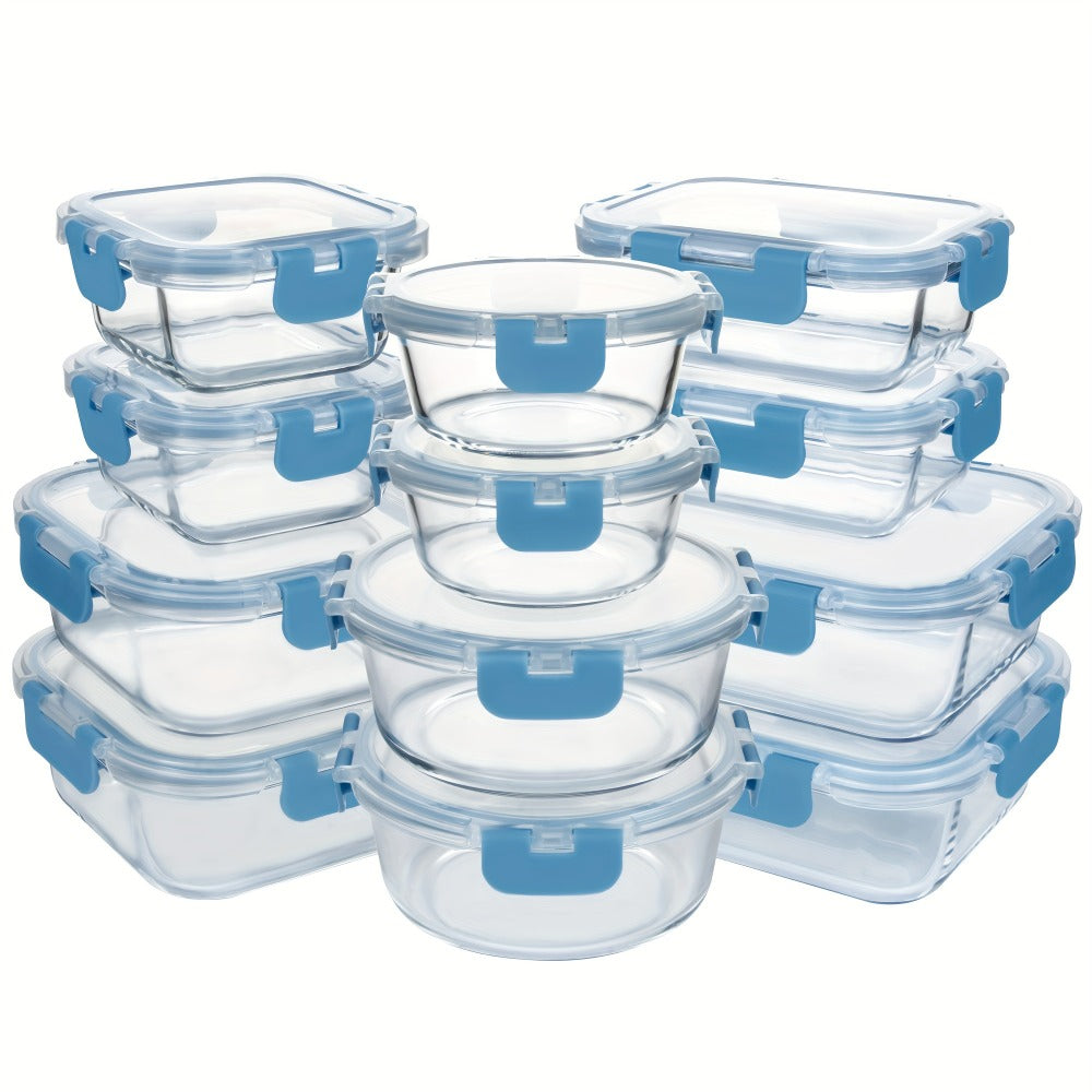 Glass Food Storage Containers with Airtight Lids – Borosilicate Glass Meal Prep Containers Set, Microwave Dishwasher Freezer Safe