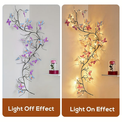 String Lights, 30-LED Butterfly Vine Fairy Branch with Eight Modes, USB Power and Warm White Indoor Glow