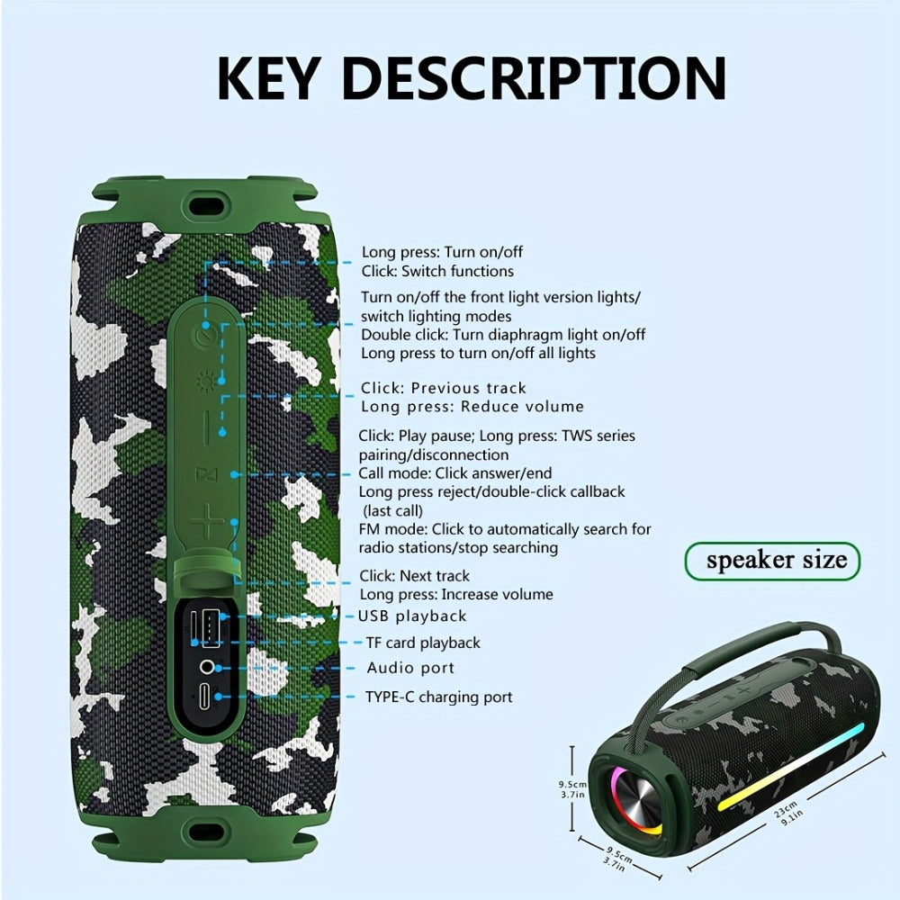 Portable Bluetooth Speaker 50W Party Audio Model with LED Lights, FM Radio, USB and TF Playback