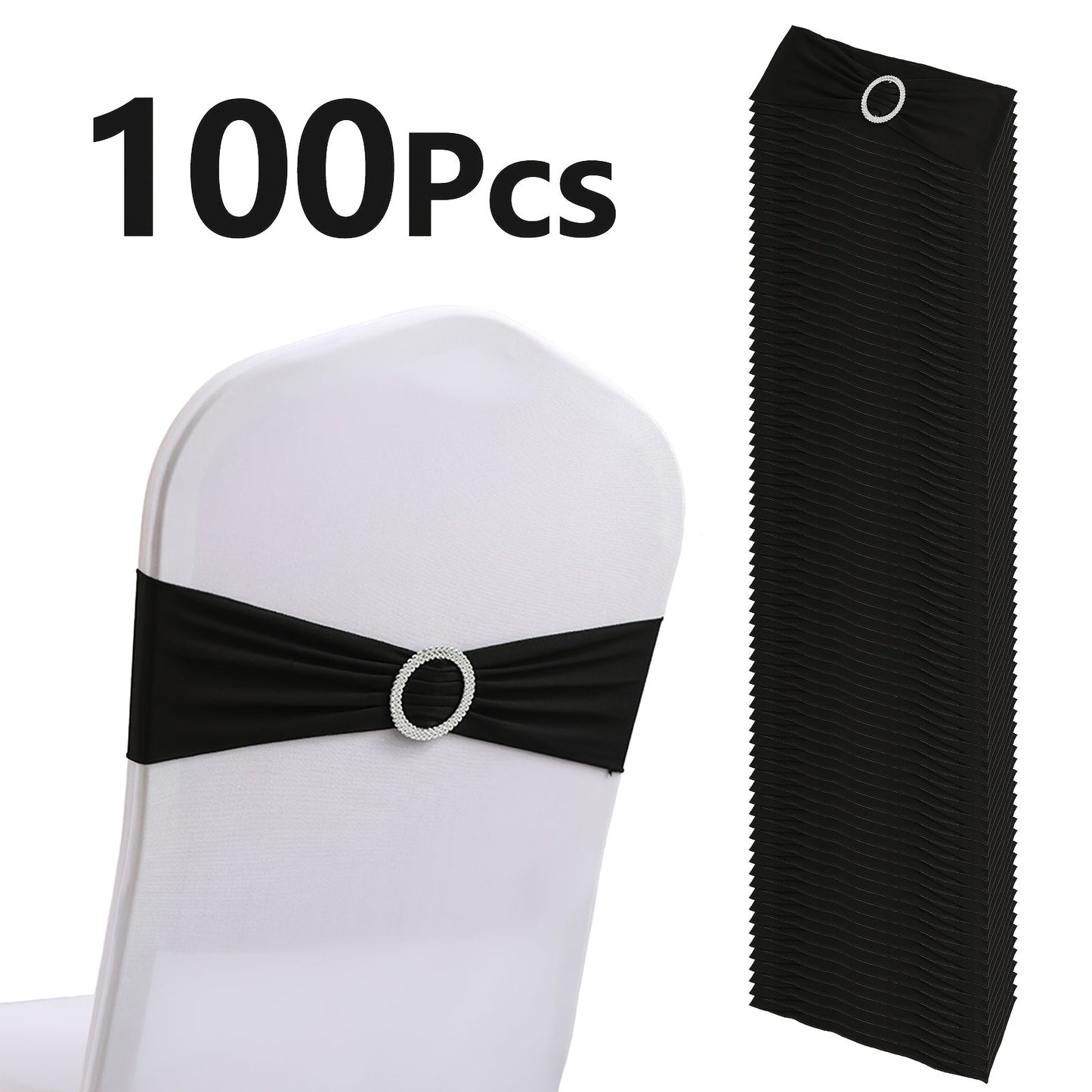 Chair Sashes for Wedding 100pcs Stretch Spandex Elastic Chair Sash Bands with Buckle for Dining Chairs Banquet Party Event Decor