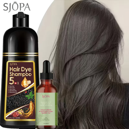 Rosemary Oil Hair Coloring Shampoo 5-in-1 Herbal Formula 500ml - 100% Gray Coverage for Bath Time, Home Spa and Personal Care