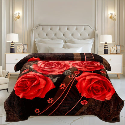 Reversible Plush Blanket 2-Ply 520GSM Milk Velvet - Queen King Size Blanket with Vibrant Animal & Floral Designs