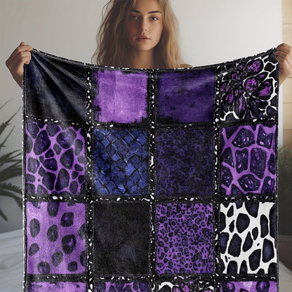 Purple Leopard Flannel Throw Blanket – Luxury Plush Soft Warm Cozy Blanket for Sofa Bed Car Camping Travel