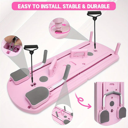 Foldable Pilates Board 8-in-1 with Resistance Bands – Anti-Slip Yoga Push-Up Board for Core Strength, Balance