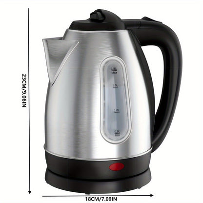Electric Kettle 1.8L 1200W Stainless Steel with Water Window, Auto Shut-Off and Cordless Base
