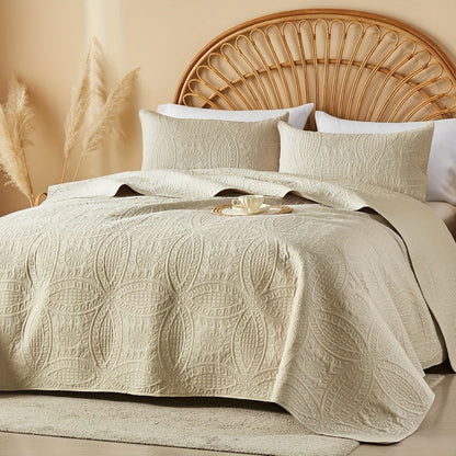 Quilt Set 2-3pcs – Lightweight Microfiber Bedspread Coin Pattern Coverlet All Seasons Twin Full Queen King Cal King