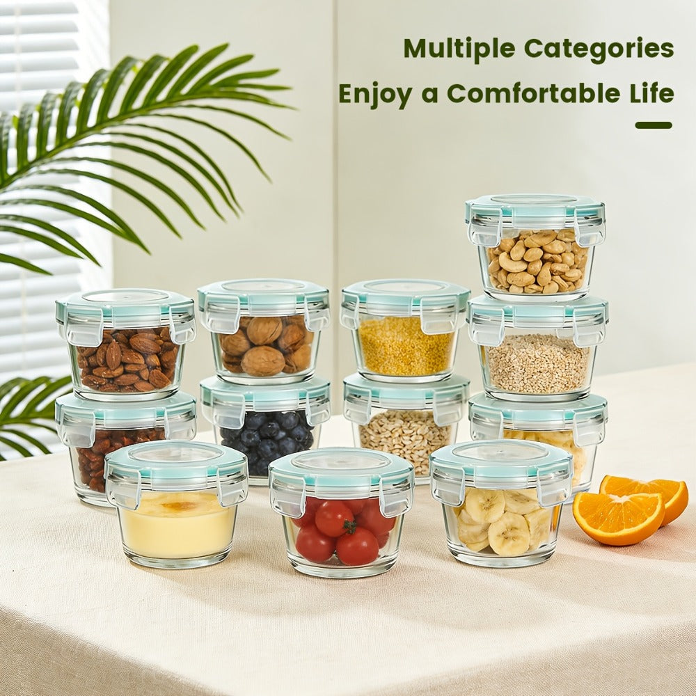 Food Storage Containers 12-Piece Glass Set with Clip-On Lids for Meal Prep and Pantry Organization