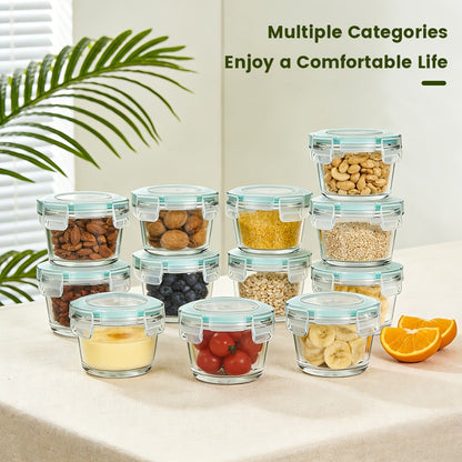 Food Storage Containers 12-Piece Glass Set with Clip-On Lids for Meal Prep and Pantry Organization