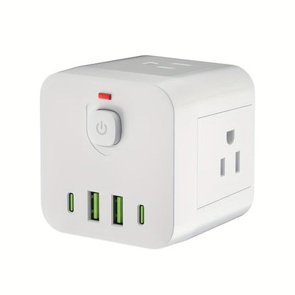 Wall Outlet Extender 8-in-1 with 4 AC Outlets 2 USB-A 2 USB-C Ports Power-Off Switch for Home Cooking, Dining and Outdoor Meals
