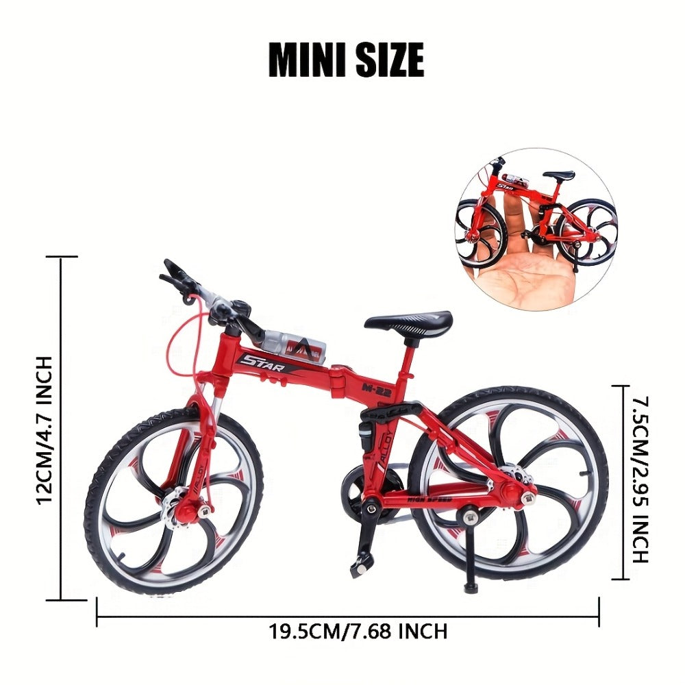 Diecast Mountain Bike Model 1:8 Scale Alloy Foldable Miniature Bicycle Figurine for Home Office Desk Decor