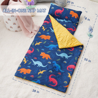 Kids Nap Mat Roll-Up Sleeping Mat for Daycare & Travel - 100% Polyester, Fun Prints for Entryways, Bedrooms and Living Spaces