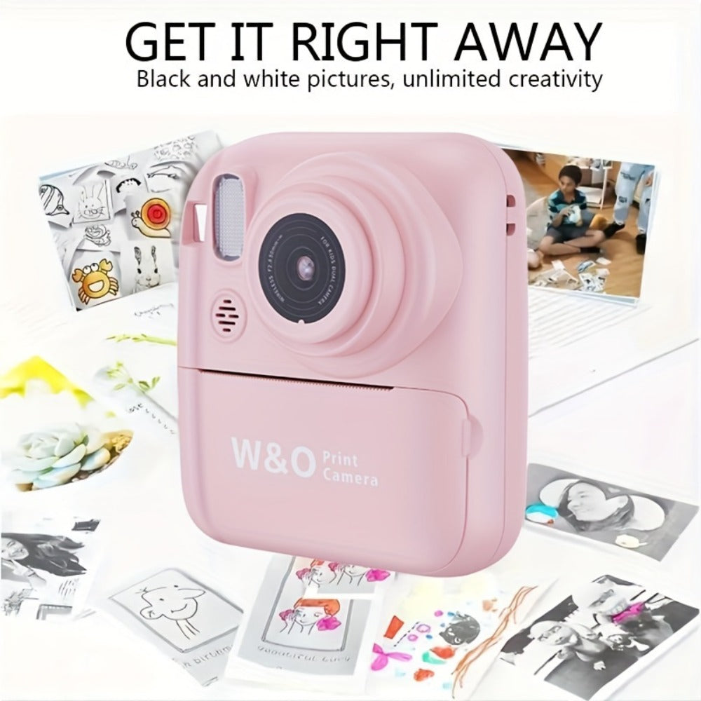 Instant Print Camera for Kids 48MP with Print Paper 32G TF Card 1080P FHD Video Flash MP4 Puzzle Game for a Home Lash Beauty Routine