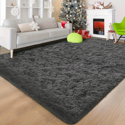 Rectangular Shaggy Area Rug with Nine Color Labels and 3 x 5-Foot to 8 x 10-Foot Size Options