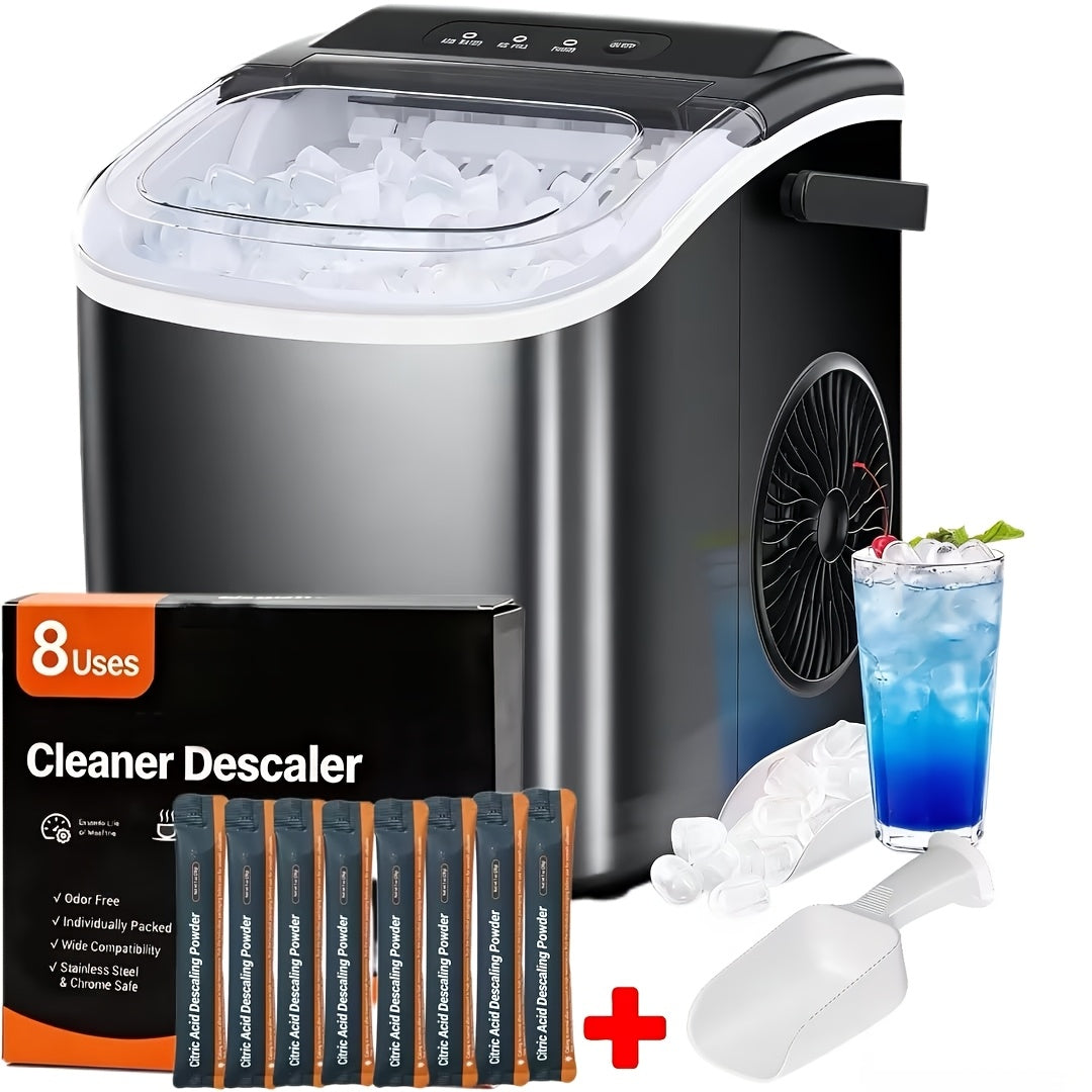 Pebble Ice Maker Countertop, /24H, 2 Ice Cube Sizes, Sonic Bullet Ice Machine, Auto-Cleaning, Stainless Steel