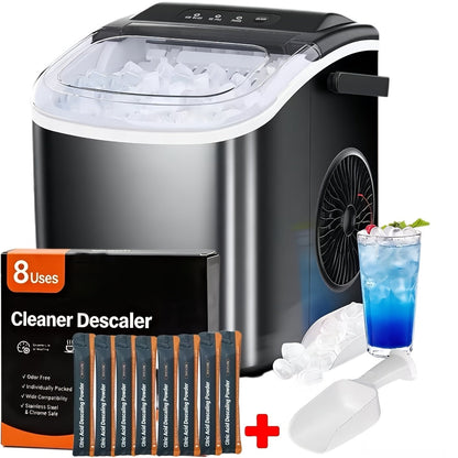 Pebble Ice Maker Countertop, /24H, 2 Ice Cube Sizes, Sonic Bullet Ice Machine, Auto-Cleaning, Stainless Steel
