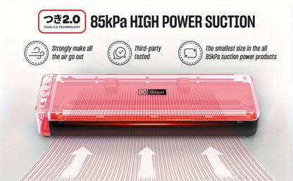 Vacuum Sealer Machine 80kPa Powerful Suction Food Sealer 125W Dry Wet Modes Stainless Steel for Home Cooking, Dining and Outdoor Meals