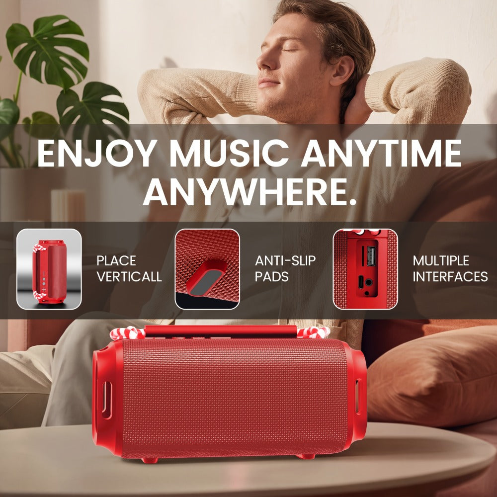 Indoor Outdoor Wireless Speaker Surround Sound Stereo Deep Bass USB AUX TF Card Compatible Portable Speaker System for Smartphones Tablets