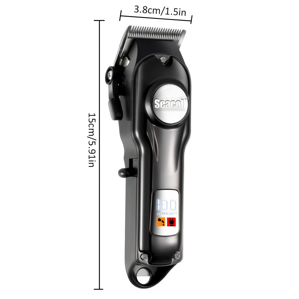 900mAh LCD Hair Clippers for Men – USB Rechargeable Cordless Electric Trimmer with Limit Combs & Cleaning Brush