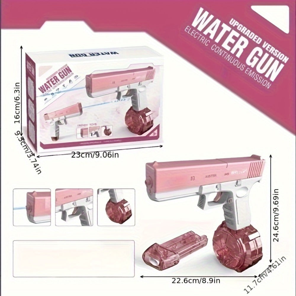 Compact Electric Water Blaster with 500cc and 60cc Detachable Reservoirs, Blue or Pink Body Design