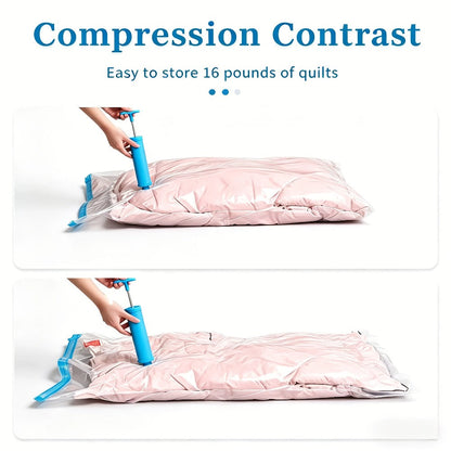 Vacuum Storage Bags with Air Pump, 20-21 Pack Reusable Compression Bags for Clothes, Quilts & Blankets