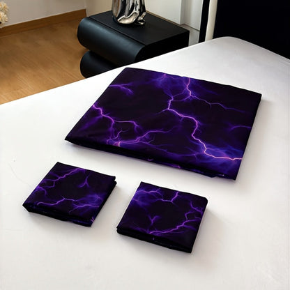 Duvet Cover Set 3 Piece Purple Lightning Digital Print – 100% Polyester Bedding Set with 2 Pillowcases, Twin Full Queen King