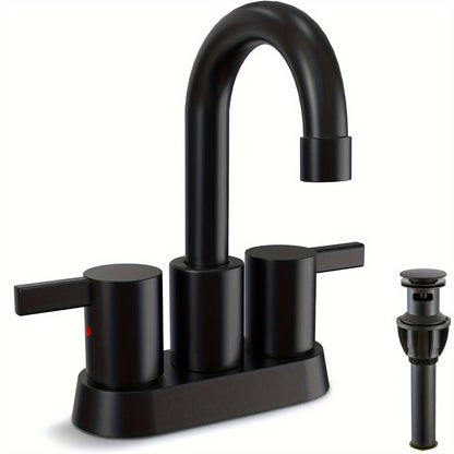 4-Inch Centerset Bathroom Faucet with Dual Handles, Swivel Spout and Single or Two-Piece Finish Options