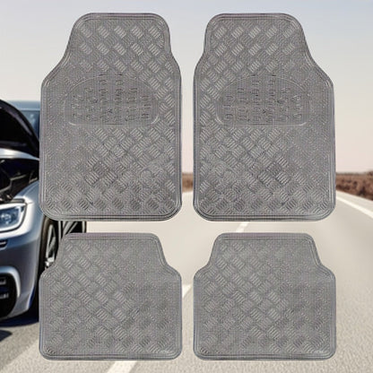 Molded Car Floor Mats, Four-Piece Front and Rear Set in Seven Solid and Carbon-Look Color Options