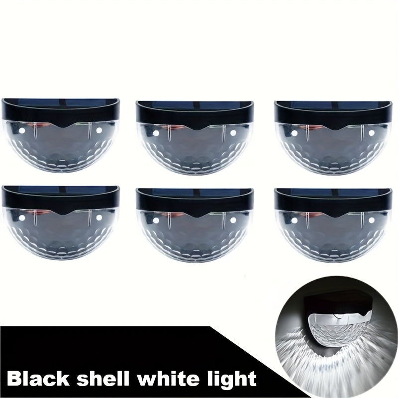 Six-Piece Solar Wall Light Set with Fan-Beam Pattern, 9 x 6.5 x 5cm Black Shells and Two Light Colors