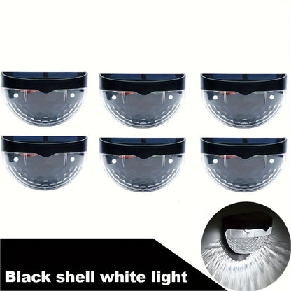 Six-Piece Solar Wall Light Set with Fan-Beam Pattern, 9 x 6.5 x 5cm Black Shells and Two Light Colors