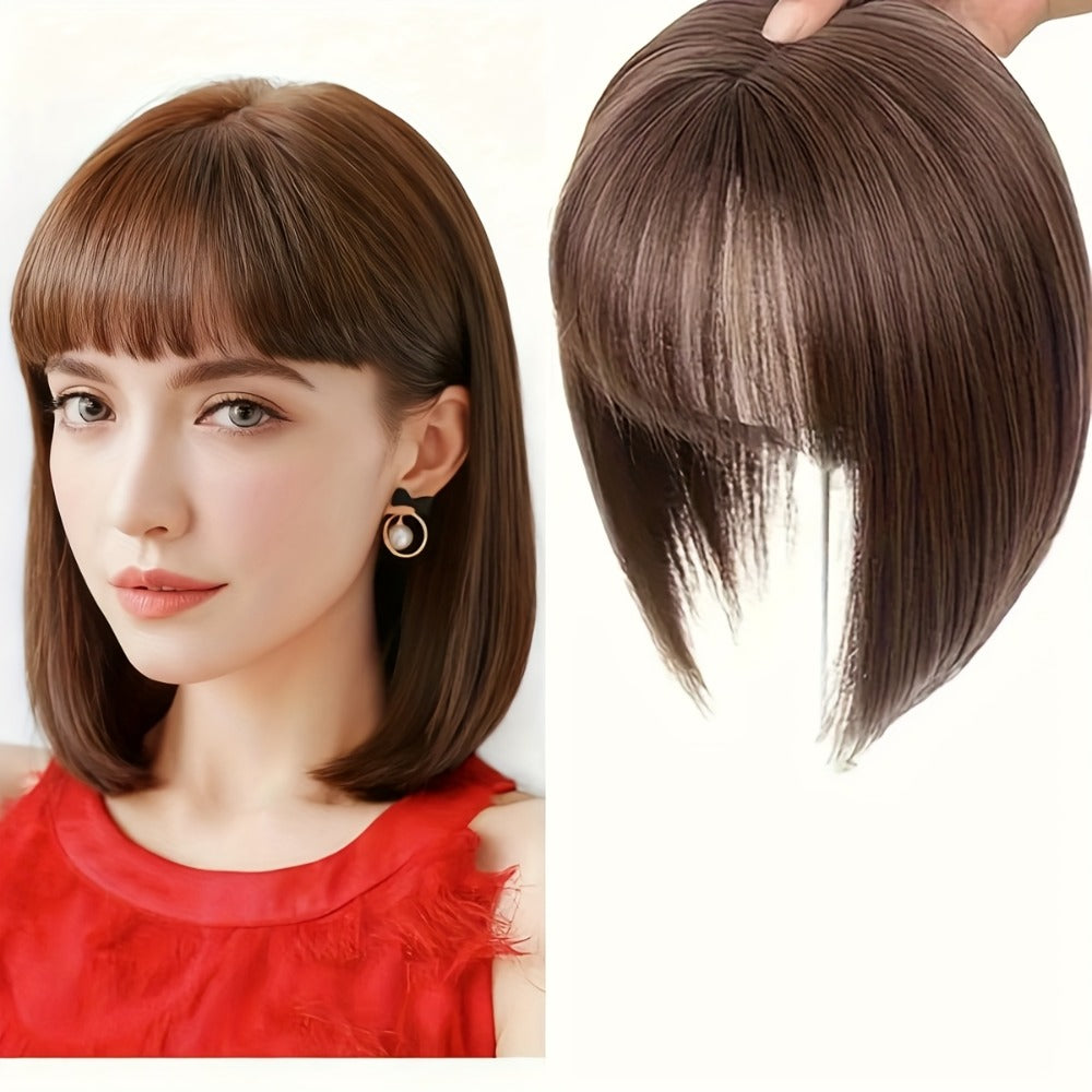 Hair Topper with Bangs for Women Thinning Hair Crown Coverage 10 Inch Lightweight Clip In Top Wig Volume Boost Black Dark Brown Light Brown