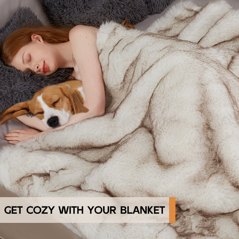 Faux Fur Throw Blanket 1060GSM Luxury – Super Soft Reversible Plush Mink Blanket for Bed Couch Sofa, Oversized Heavy Weight Cozy Blanket