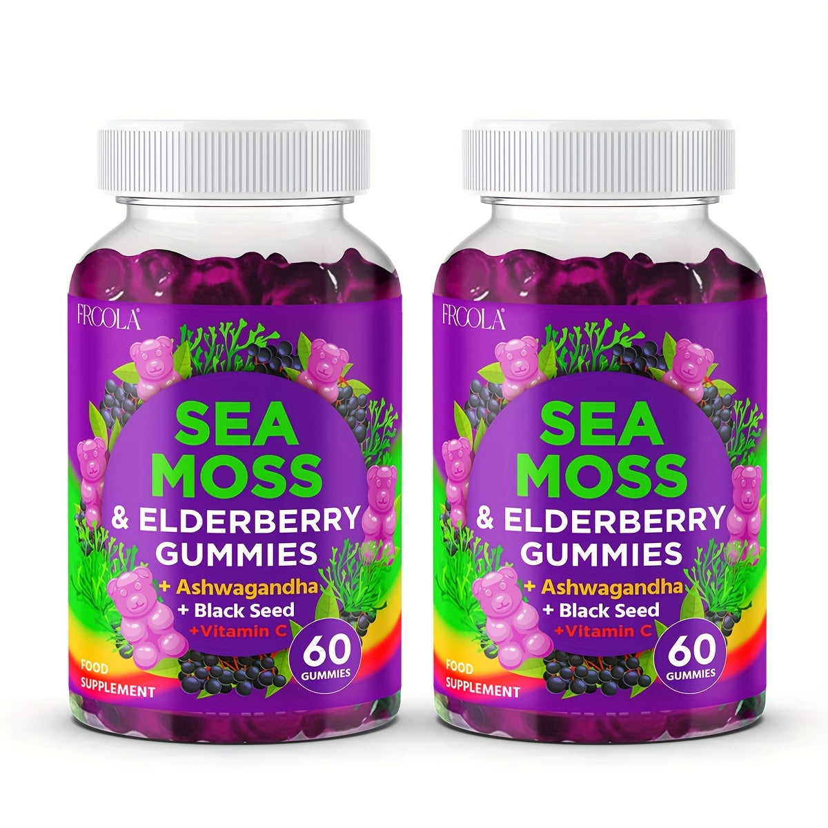 9-in-1 Sea Moss Gummies with Shilajit, Elderberry, Ginger, Turmeric, Ashwagandha & Black Seed Oil