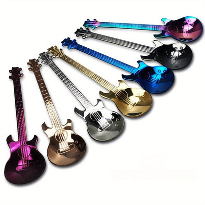 Guitar Shaped Spoons Set of 6 304 Stainless Steel Creative Teaspoons for Coffee Milk Tea Ice for Entryways, Bedrooms and Living Spaces