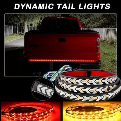 LED Tailgate Light Bar 60 Inch – Fishbone Arrowhead Strip Light for Truck, Pickup, SUV & Trailer | DC 12V 24V | No-Drill Install | Anti
