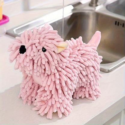Microfiber Kitchen Towels Super Absorbent Cute Puppy Cartoon Design Dish Towels for Kitchen Bathroom Hand Towel Knit Fabric Quick Dry Blue