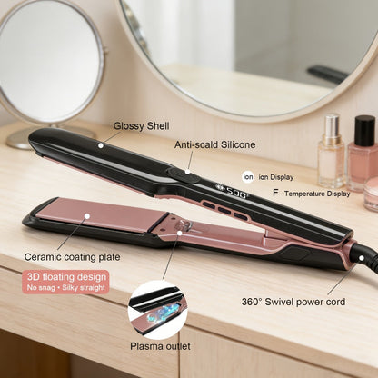 Ceramic Ionic Flat Iron Hair Straightener & Curler 2-in-1 Plasma Anti-Static 260°C 500°F LCD, for Home, Travel and Salon Hair Styling