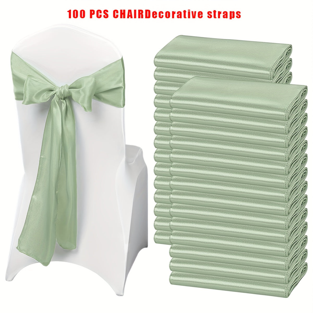 100pcs Satin Chair Sashes Bows for Wedding Banquet Party Event Decoration, 13 Colors, 18×275cm