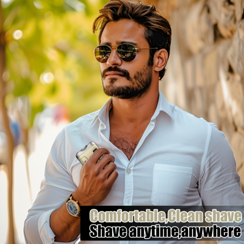 Electric Shaver Mini Dual Floating Blade Razor with USB Rechargeable Power and Digital LED Display in Black