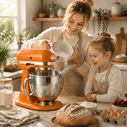 KitchenAid Pouring Chute Stainless Steel Stand Mixer Attachment – Universal Funnel Shield for Tilt-Head & Bowl-Lift 4.5-8 Qt