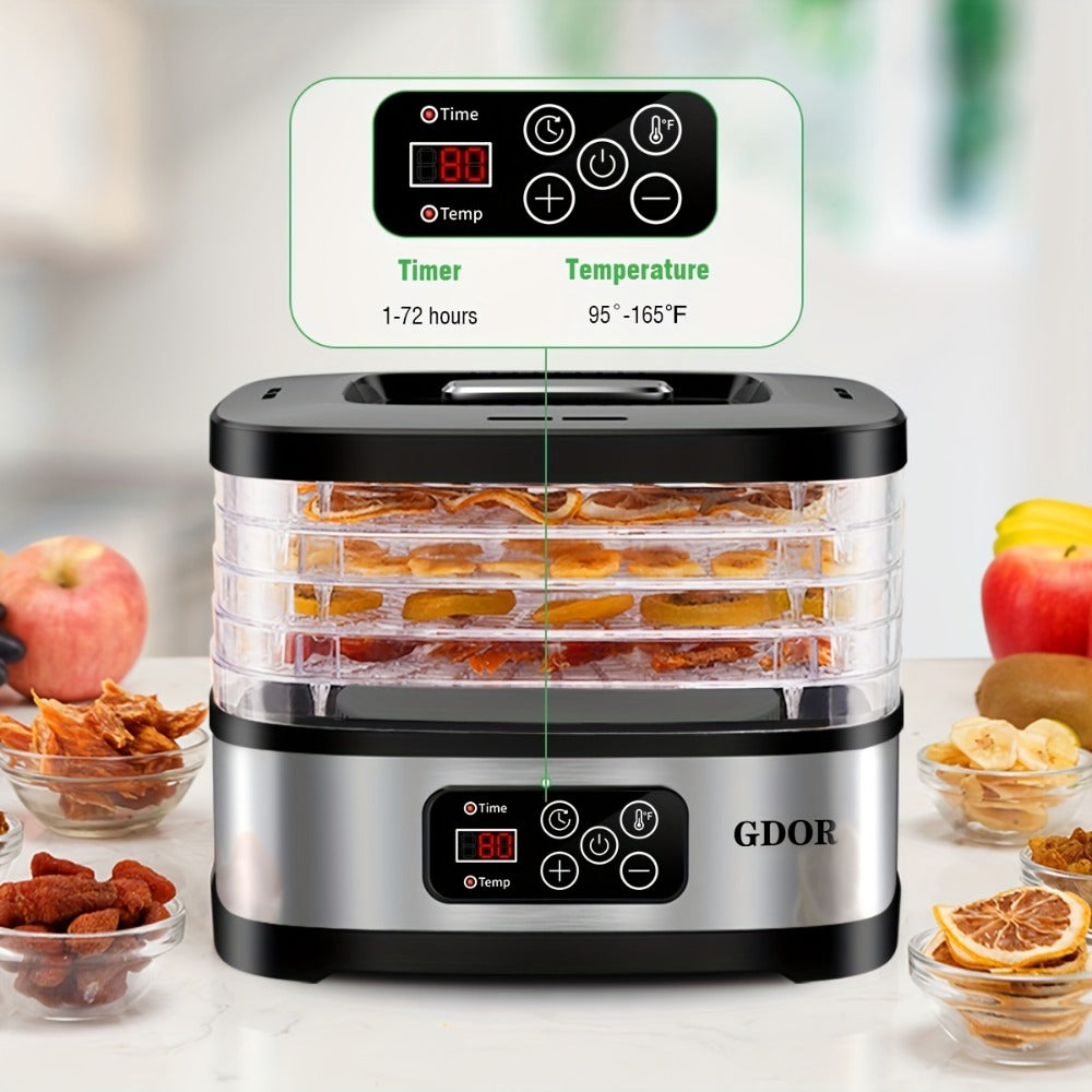 Food Dehydrator Machine 5-Tray with 72H Timer & LED Display, Adjustable Temperature Control, Includes Mesh Screen