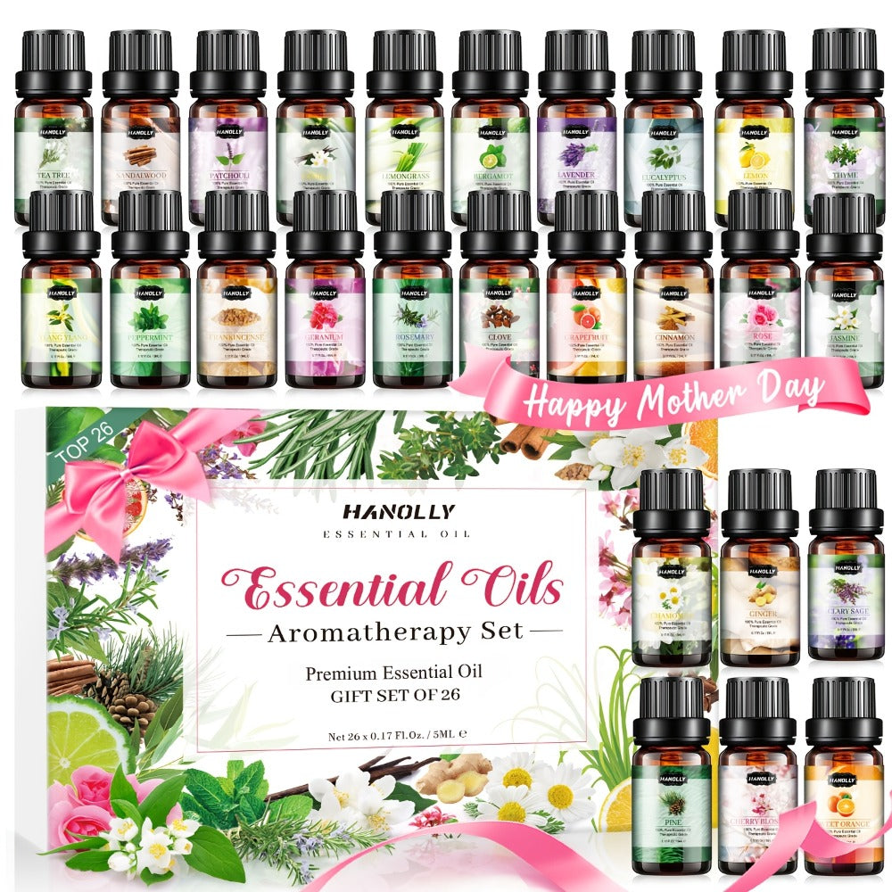 Essential Oil Gift Set with 12, 26, 32 or 48 Five-Milliliter Bottles and Assorted Scent Labels