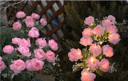 Solar Garden Lights 2-Pack Peony Flower Stakes, 84 LEDs, IP65 and Four Bloom Colors for Yard Decor