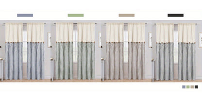 Striped Patchwork Window Curtain Set with Rod-Pocket Top, Six Colors and Five Panel-Count or Size Options