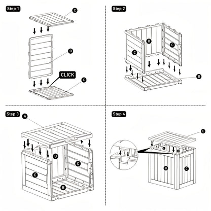 35-Gallon Deck Box with Wood-Grain or Rattan-Style Panels in Black or Light Brown Color Options