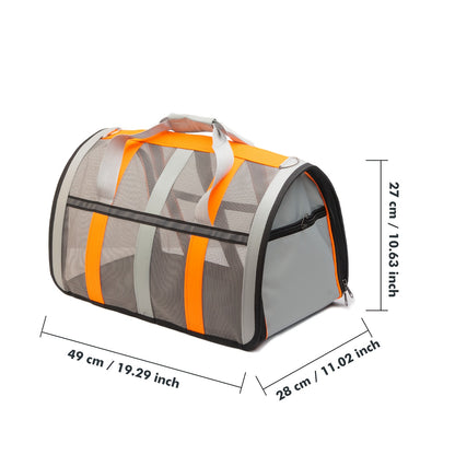 Foldable Pet Carrier Backpack Crossbody Strap Bag – Breathable Mesh Soft Sided Bag for Cats & Small Dogs, Portable Shoulder Bag