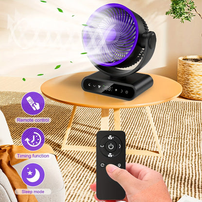 Camping Fan with LED Light Battery Powered 20000mAh 40000mAh 9-Inch 5-Speed Remote Control for Entryways, Bedrooms and Living Spaces
