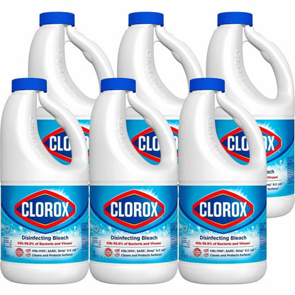 Clorox Disinfecting Bleach Regular Concentrated Formula 6-Pack Carton, Kills 99.9% of Germs, CloroMax Technology