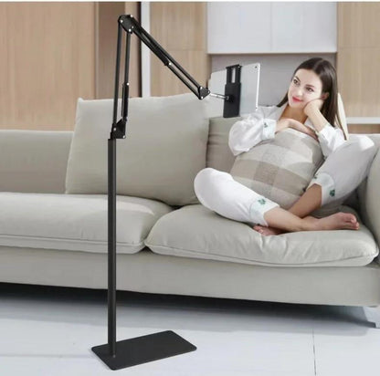 Floor Stand Phone Tablet Holder 68.9 Inch Flexible Gooseneck Lazy Bracket with 360° Rotating Head Foldable Adjustable Arm for Bed Sofa Desk
