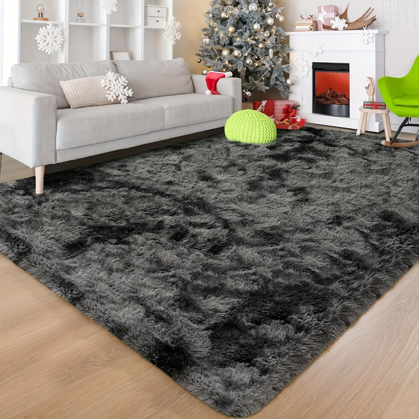 Rectangular Shaggy Area Rug with Nine Color Labels and 3 x 5-Foot to 8 x 10-Foot Size Options