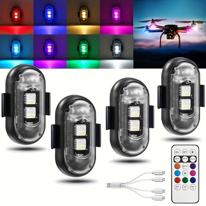 Wireless LED Strobe Warning Lights 6-Pack 8 Colors USB Charging IP65 Waterproof Anti-Collision Safety Light for Car Interior Truck